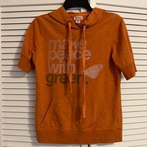 Mossimo, Make Peace with Green Short Sleeve Hoodie, Medium(fits like small)